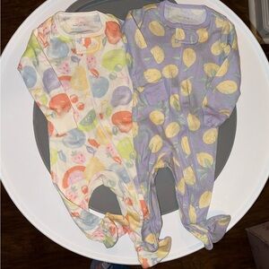 Fruit and Lemon Print Kids Pajama Footies
